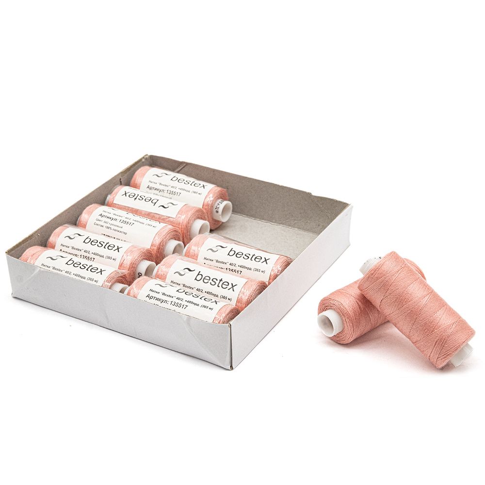 Нитки швейные бытовые Bestex 40/2, 365 м (400 ярд) / 10 кат., 043 жемчужно-розовый