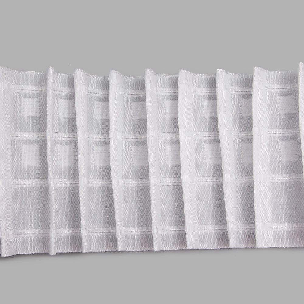 Лента (тесьма) шторная: сборка параллельная (1:2) 100 мм / 100 метров, равномерная