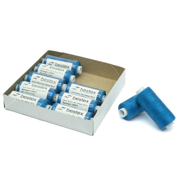 Нитки швейные бытовые Bestex 40/2, 365 м (400 ярд) / 10 кат., 370 джинсовый синий