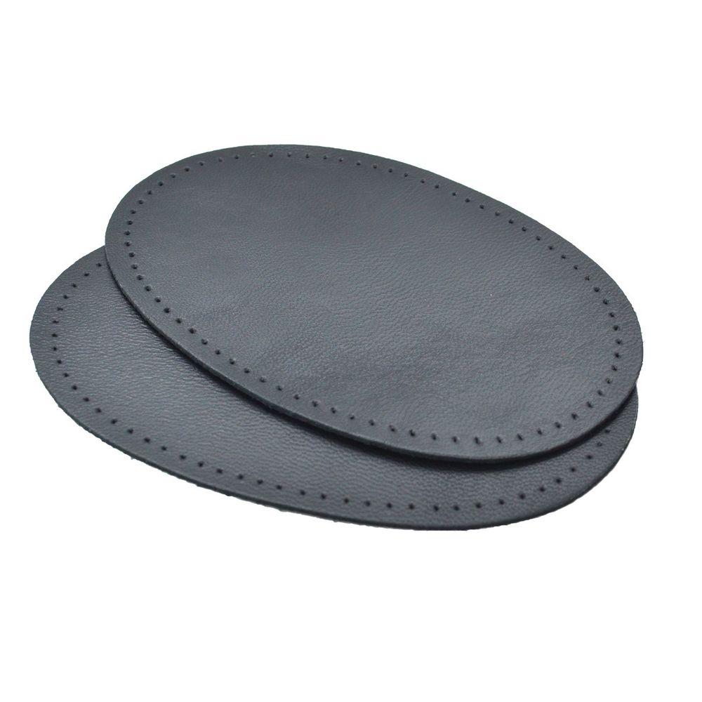 Заплатка, кожа, овал средний 9х13,5см с перфорацией, 2 шт в уп, 100% кожа, 01 черный