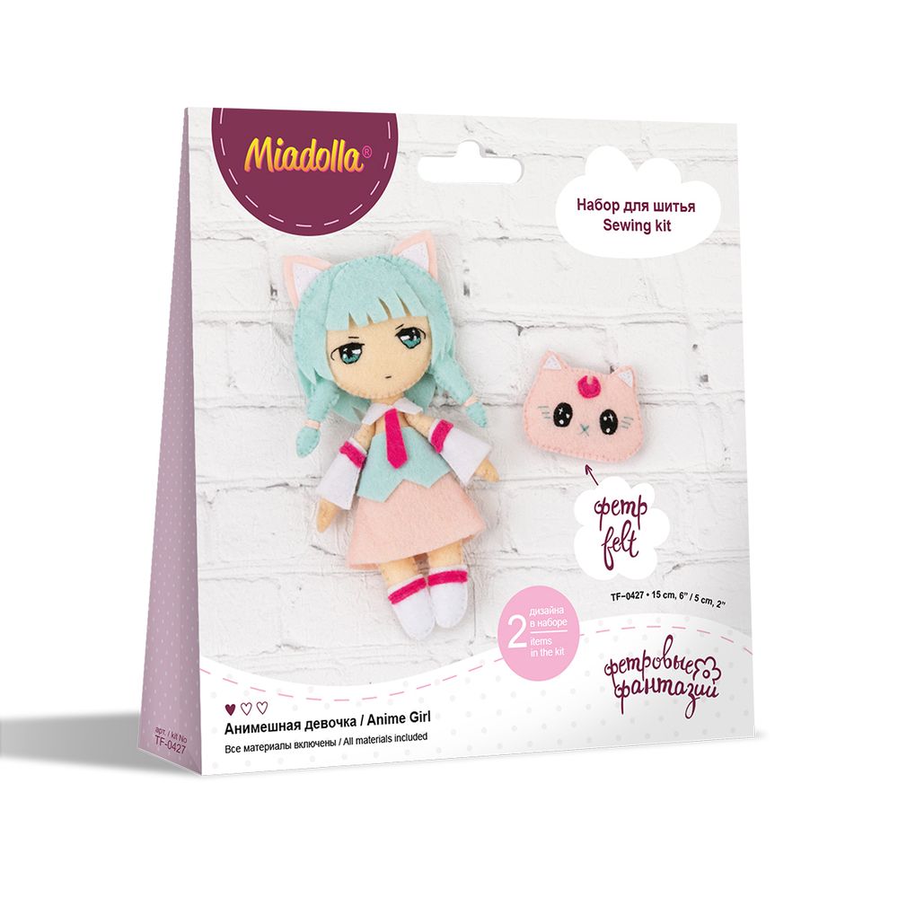 Набор для шитья игрушки Анимешная девочка 15 см, Miadolla TF-0427