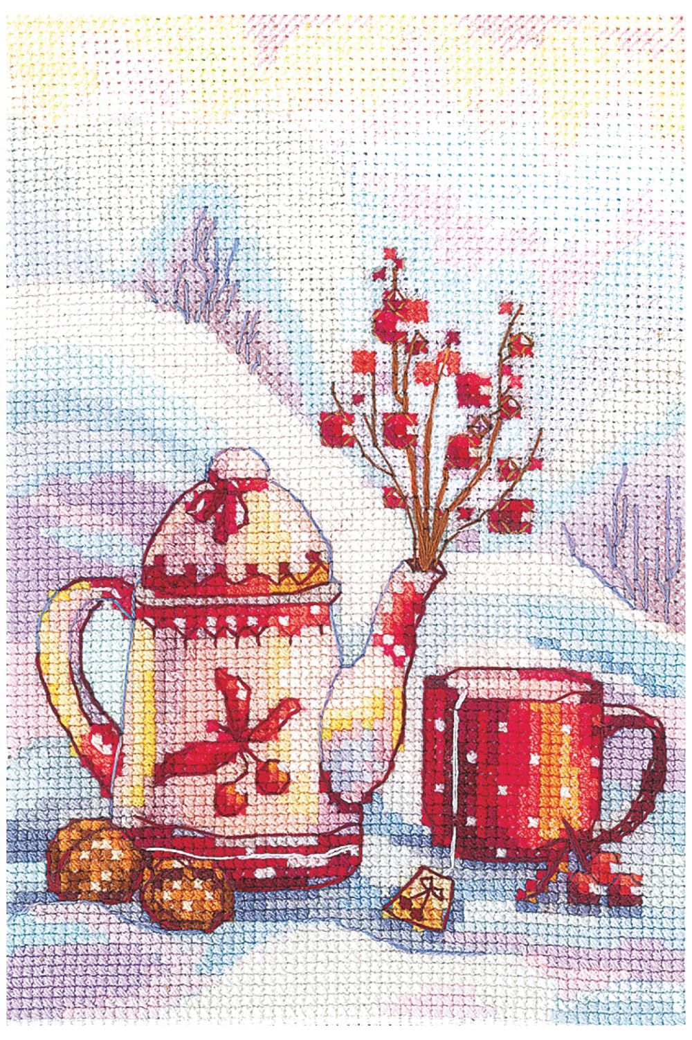 Набор для вышивания нитками Сделай своими руками, Ягодный чай (хлопок), 10х15 см