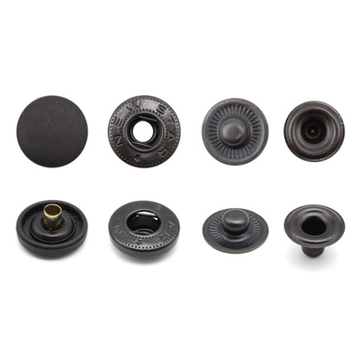 Кнопка Альфа (S-образная) ⌀15.0 мм, ≈720 шт, шляпка пластик + отв.части МЕТАЛЛ, 322 черн. + отв.части оксид, NEW STAR