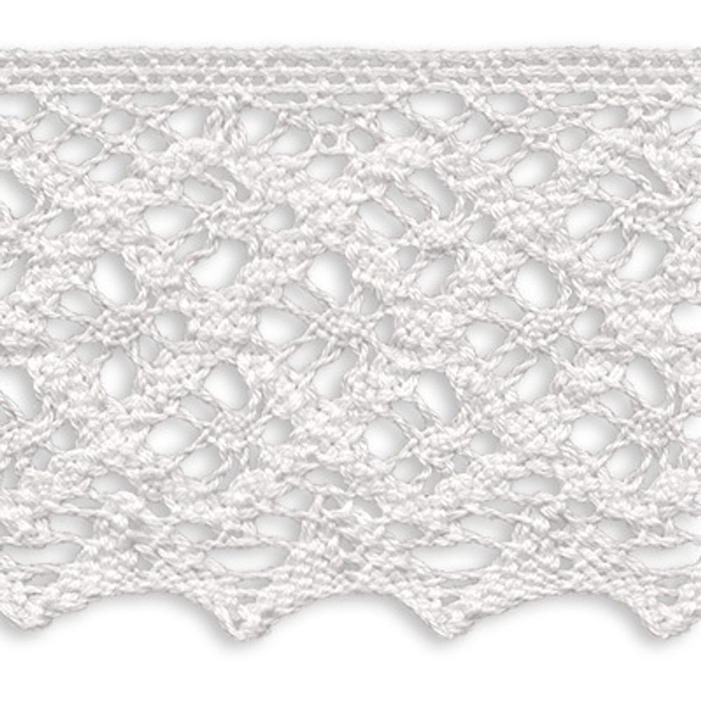 Кружево вязаное (тесьма) 52 мм / 22.8 м, 001 белый, Gamma HVK-49 Кружево вязаное (тесьма) 52 мм / 22.8 м, 001 белый, Gamma HVK-49