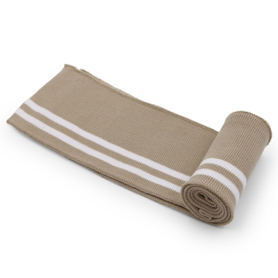 Подвяз (довяз) трикотажный 7.5х80 см, однослойный в полоску, бежевый цв.101/белый