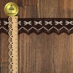 Кружево вязаное (тесьма) 37 мм, диз.K-10034, цв.коричневый+белый, 3м, Kruzhevo