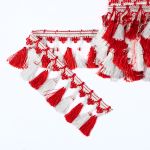 Бахрома отделочная 70.0 мм / 10 метров, с кистями, 270/001 красный/белый, Gamma 878