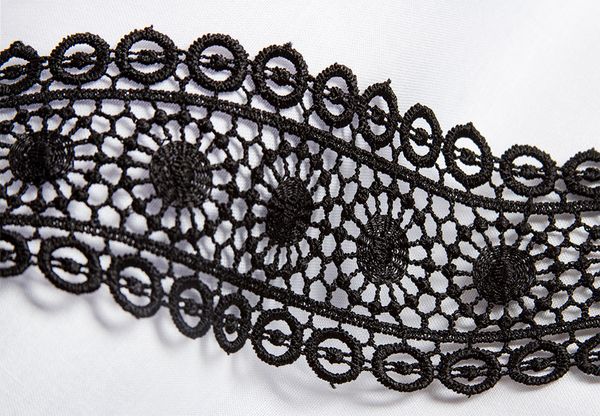 Кружево гипюр (плетёное) 55 мм / 10 м, черный, Gamma GGM-5501