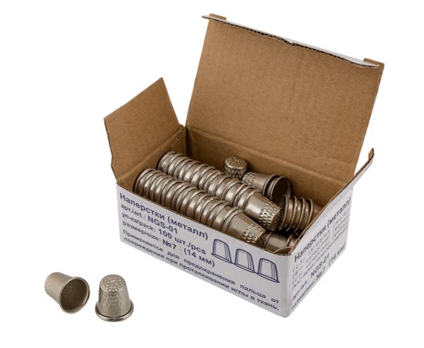 Напёрсток сталь, 100 шт, в картонной упаковке, №7 (14мм), Gamma NGS-01