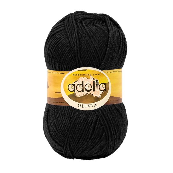 Пряжа Adelia Olivia / уп.5 мот. по 100г, 250м, 02 черный