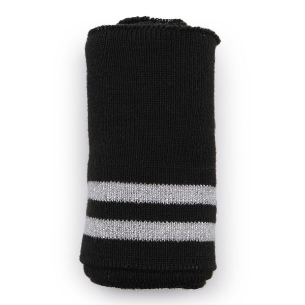 Подвяз (довяз) трикотажный 7.5х80 см, однослойный в полоску, черный/серебро