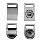 Застежка декоративная с кнопкой 10.5 мм чер.никель / цв. белый отстрочка мет, 4 шт