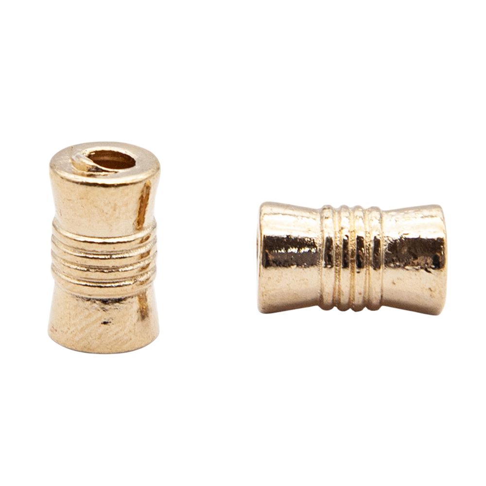 Наконечник для шнура металл цилиндр 12х7 мм, ⌀3/5 мм, (золото), 20 шт
