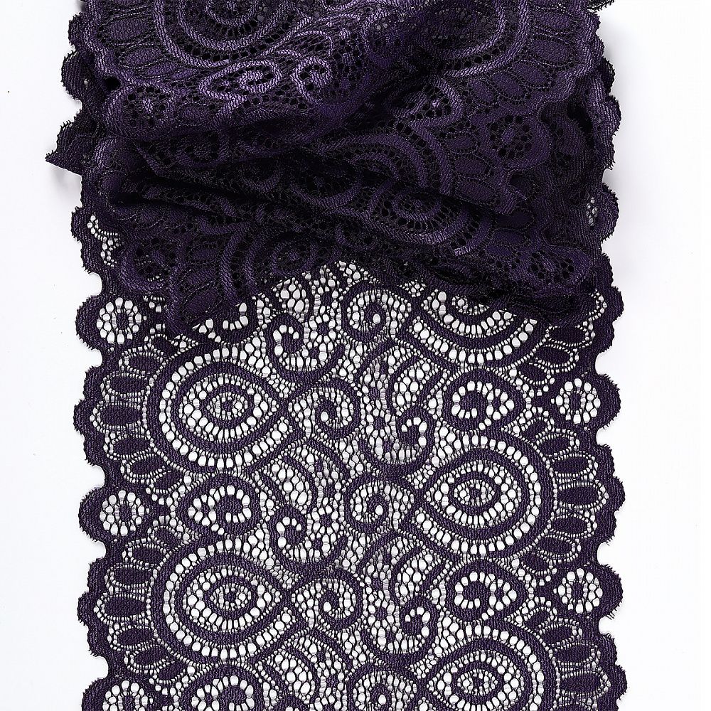Кружево бельевое эластичное 180 мм / 25 метров, TBY.L1351, цв.L2817 фиолетовый, Kruzhevo