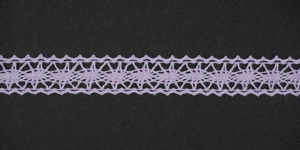 Кружево вязаное (тесьма) 12 мм цв.св.фиолетовый, Alfa (AF-044-027), 25 метров, AF-044-027