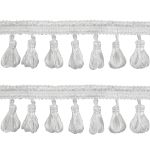 Бахрома отделочная 50.0 мм / 10 метров, с кистями 001 белый