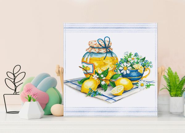 Алмазная (кристальная) мозаика Фрея, постер Лимонный натюрморт, 30х30 см