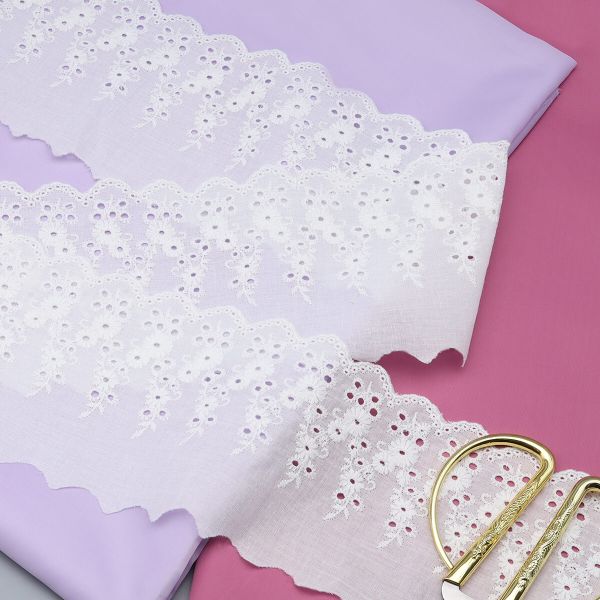 Кружево шитьё широкое 117 мм / 13.72 м, 100% хлопок, неотбеленный