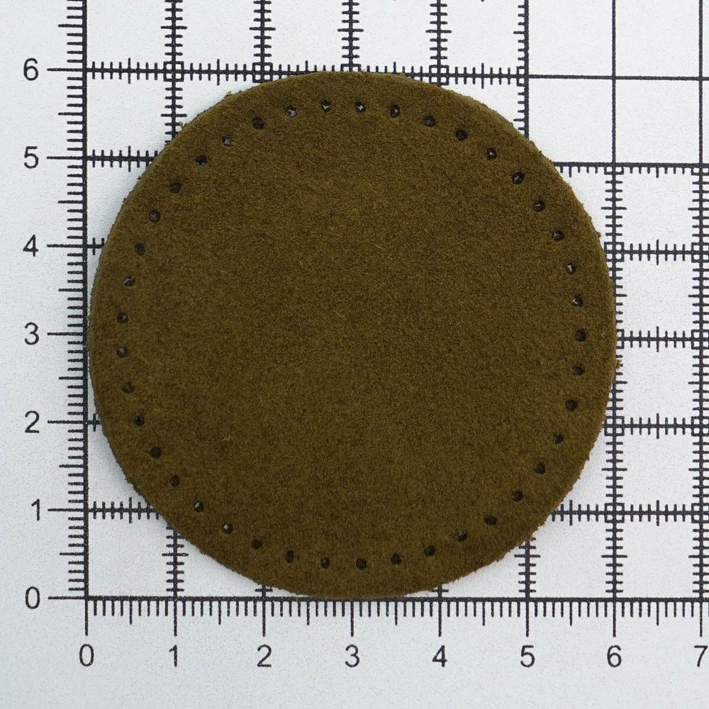 Заплатки пришивные из замши, круг ⌀6см с перфорацией, 2 шт, 100% кожа, 33 хаки, 59111
