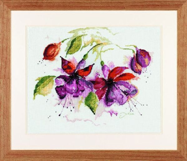 Набор для вышивания нитками Lanarte, Фиолетовые Цветы 49х39 см
