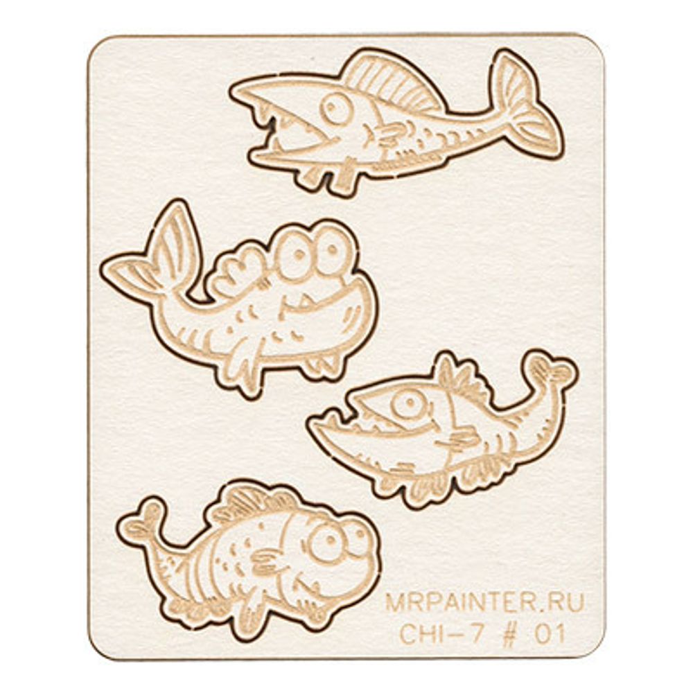 Чипборд 7х8.5 см, 1 шт, 01 Веселые рыбки, Mr.Painter CHI-7