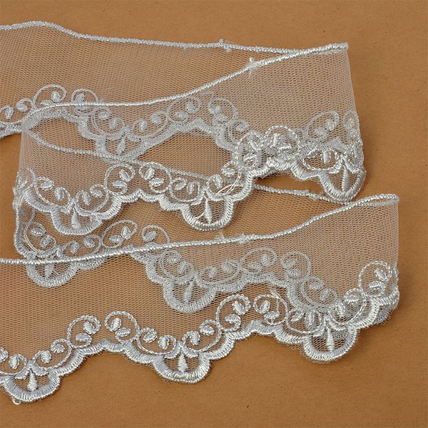 Кружево на сетке 50 мм / 13.71 метра (жесткая сетка), Exclusive TBY 2BS228K1, цв.E1015 серый, Kruzhevo