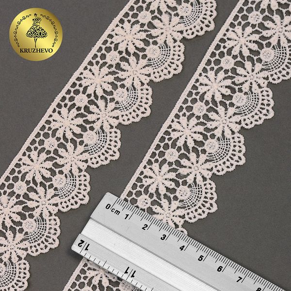 Кружево гипюр (плетёное) 40 мм, матовая нить TBY.0869, цв.F102 молочный уп.13.71м, Kruzhevo
