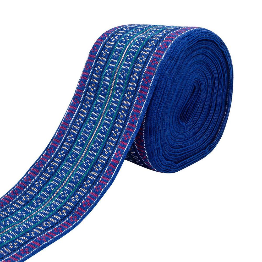 Лента для поясов 120 мм / 15 метров, рис 9857, син/бел/красн/зел/черн, С3882Г17