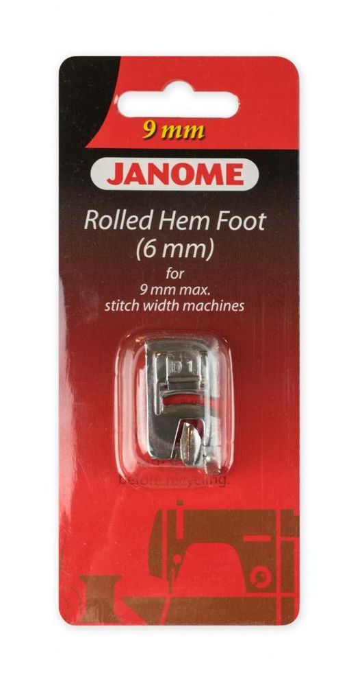 Лапка для швейной машины подрубочная (6 мм) 9 мм, 202080006, Janome, 1 шт Лапка для швейной машины подрубочная (6 мм) 9 мм, 202080006, Janome, 1 шт