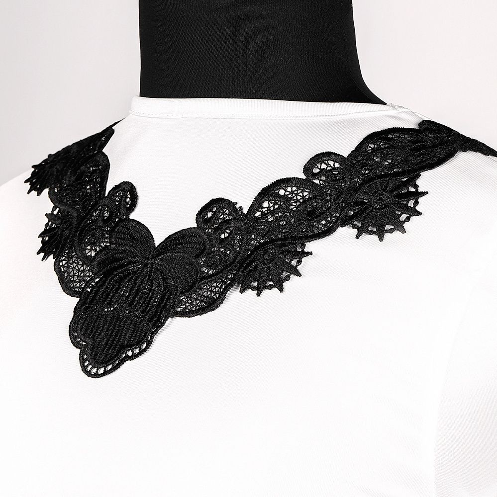 Пришивной кружевной воротник 23.5х24,3 см, цв.02 черный, уп.5 шт, диз.HX-33, Kruzhevo