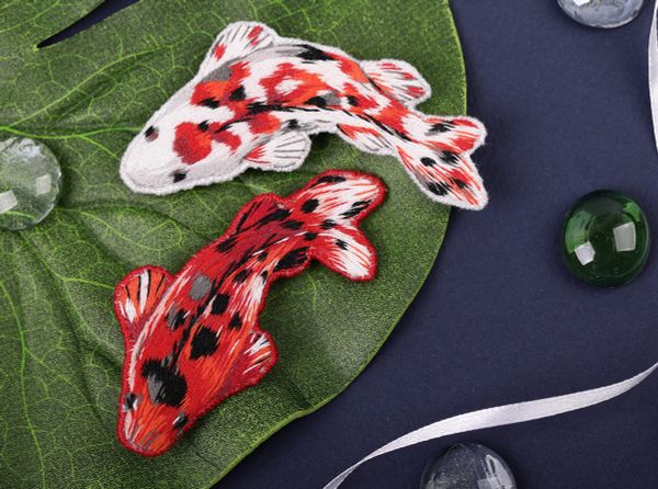 Набор для вышивания нитками Panna, Живая картина Броши. Карпы кои, 3.7x7.5 см