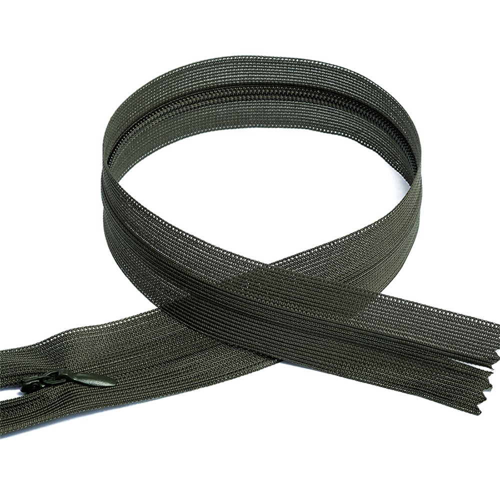 Молния потайная (скрытая) Т3 (3 мм) 1 зам., н/раз., 50 см, цв.F328 хаки уп.50 шт