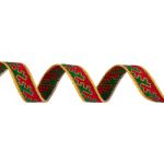 Лента (тесьма) жаккардовая 10.0 мм / 25±1 метров, Орнамент для северных народов, рис 9629 желто-красно-зеленый(9), Gamma C3853 (C3752)