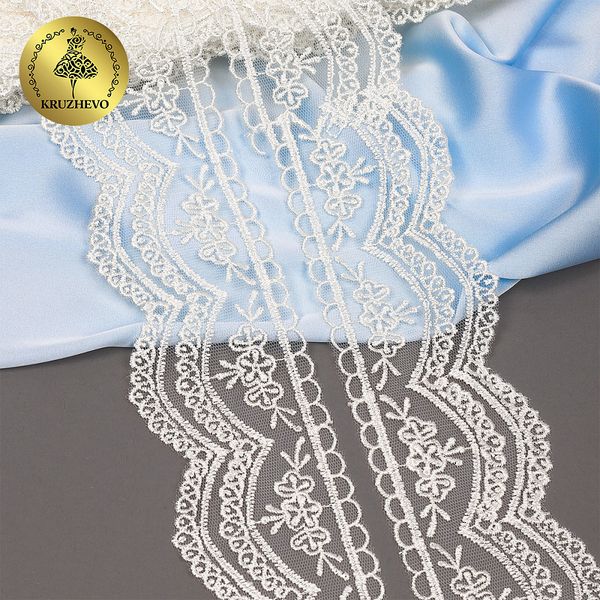 Кружево на сетке 60 мм, 2110 цв.белый уп.13.71м, Kruzhevo