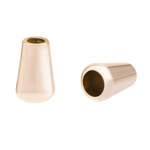 Наконечник для шнура пластик 15.5х10 мм, отв.1: 4 мм, отв.2: 6.6 мм, 50 шт, золотой, PNK07