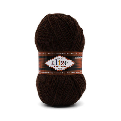 Пряжа Alize (Ализе) Lana Gold Fine / уп.5 мот. по 100 г, 390м, 026 коричневый A