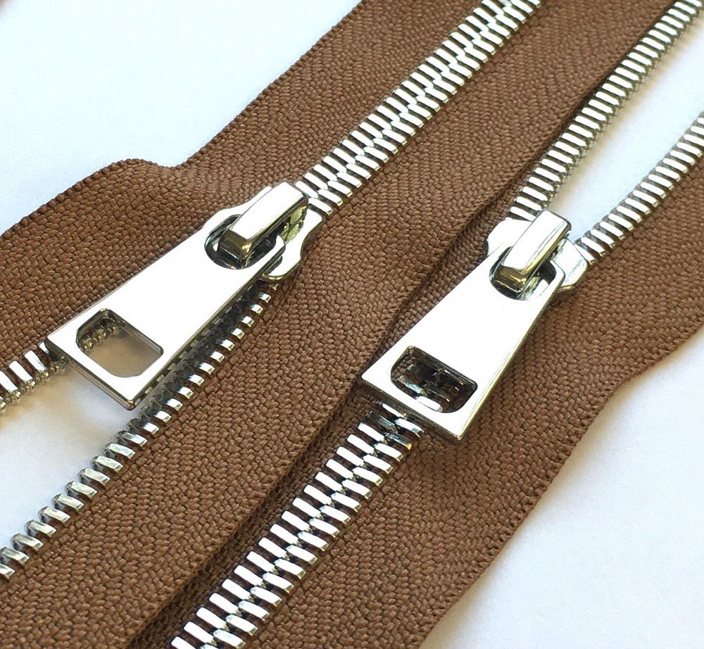 Молния металл Т5 (5 мм) 2 зам., разъем., 85 см, СТ никель, D033 коричневый, MaxZipper Premium, 1 шт /TOS/