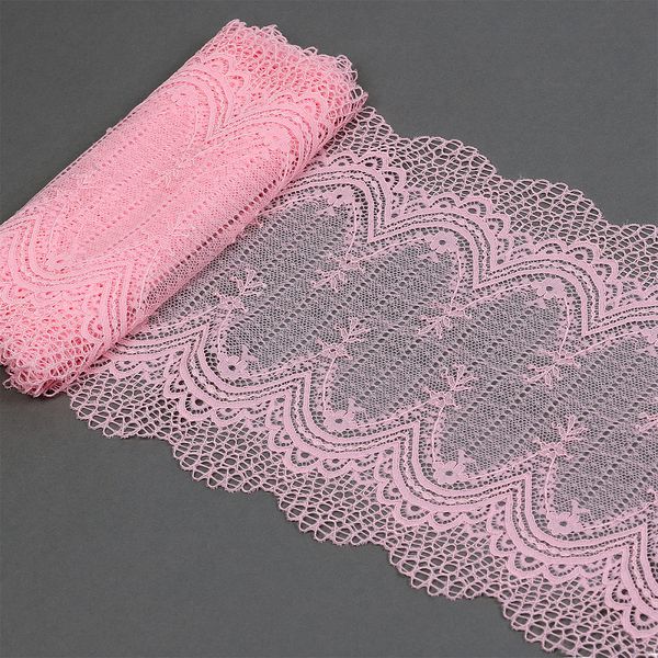 Кружево бельевое эластичное 230 мм / 10 м, 8037, цв.F133 розовый, Kruzhevo