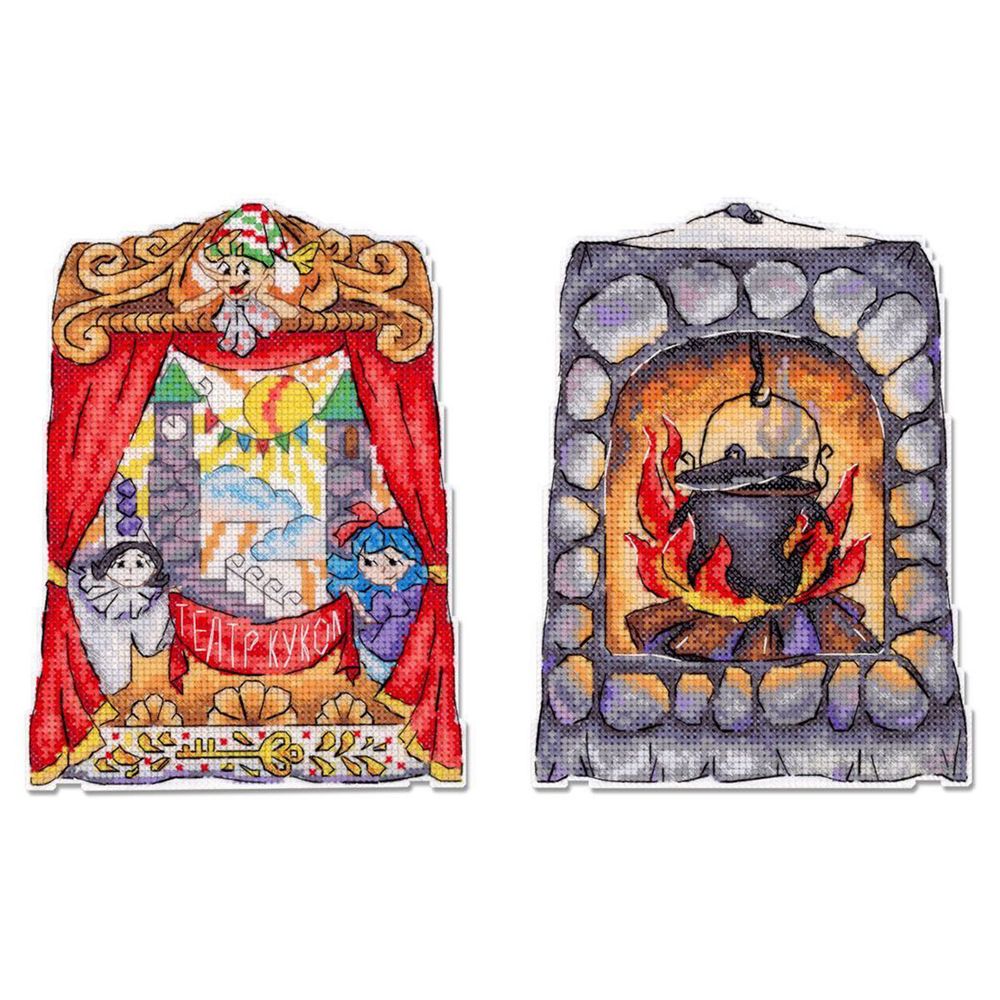 Набор для вышивания нитками МП Студия, на пластиковой канве Театр 17х13см