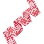 Лента (тесьма) жаккардовая 50.0 мм / 25±1 метров, Славянский орнамент Оберег рис.9465, белый/красный, С3775Г17