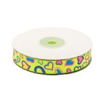 Лента репсовая (в рубчик) Сердца 1,5см*22.86 м (желтый неон)