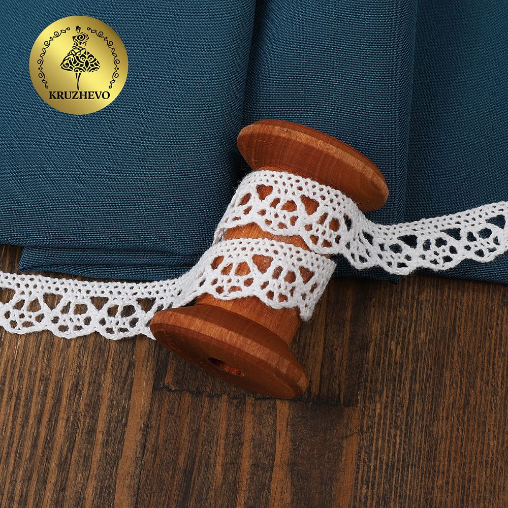 Кружево вязаное (тесьма) 15 мм / 182.8 метров, TBY.5635 цв.02 белый, Kruzhevo