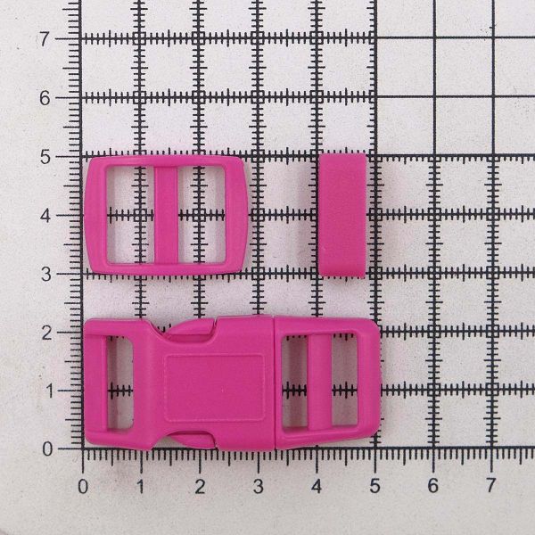 Фастекс (пряжка трезубец), рамка и рамка-регулятор 15мм, пластик, (2 компл.) Hobby&Pro, розовый, A03001037-15