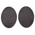 Заплатки пришивные из кожи, овал 6х8,2см с перфорацией, 2 шт, 100% кожа, 03 темно-коричневый, 9114