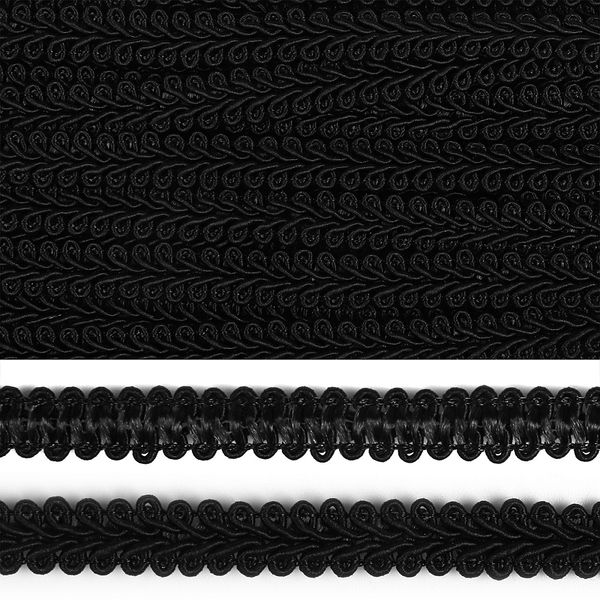 Тесьма в стиле шанель плетеная 12 мм 0384-0016 F322 черный уп. 18.28м