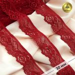 Кружево эластичное (стрейч) 30 мм, L839, цв.101 т.красный уп.50м, Kruzhevo