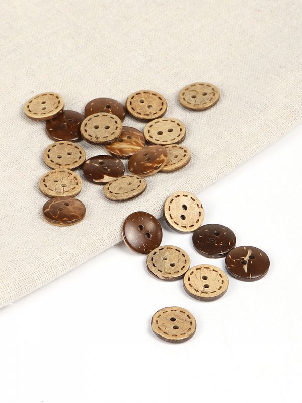 Пуговица кокос 2 прокола 24L=15 мм, TBY.B312 цв.натуральный, 400 шт