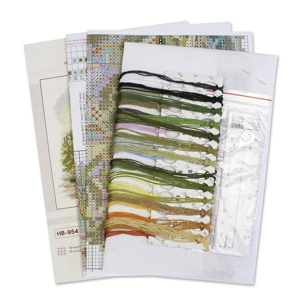 Набор для вышивания нитками МП Студия, В сосновом лесу 15х16см