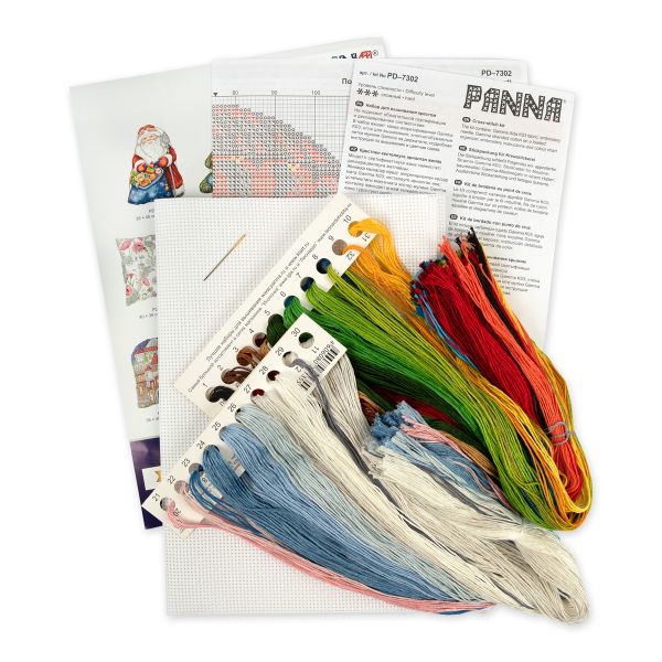 Набор для вышивания нитками Panna, подушка Снеговик, 34х45,5 см