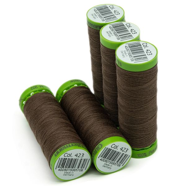 Нитки для тонких тканей Gutermann Extra Fine 150, 200м, 423 корица, 5 катушек